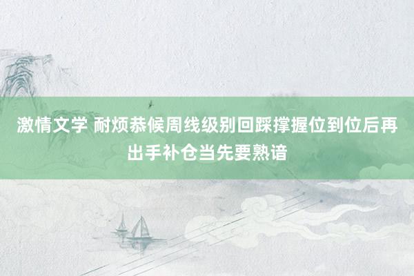 激情文学 耐烦恭候周线级别回踩撑握位到位后再出手补仓当先要熟谙