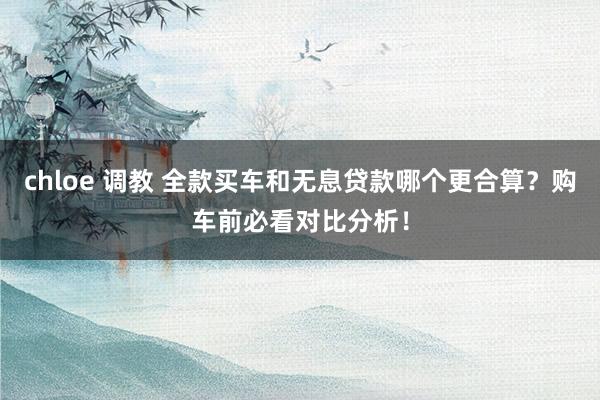 chloe 调教 全款买车和无息贷款哪个更合算？购车前必看对